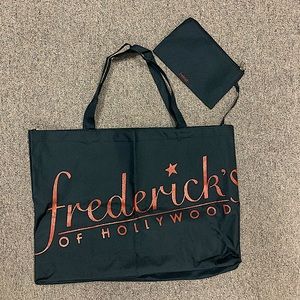 Frederick's of Hollywood Large Black Tote/Detachable Zipper Pouch #88004 (New)